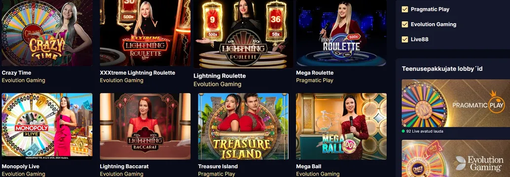 high roller live casino