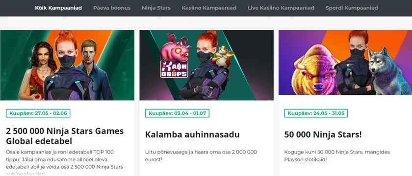 ninja casino offers